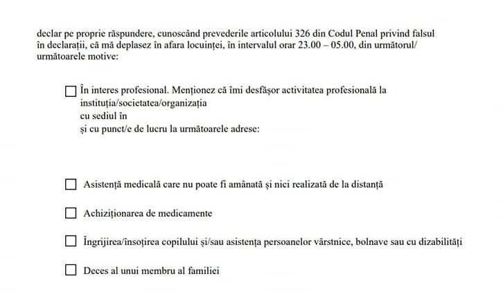 DECLARAȚIE PE PROPRIE RĂSPUNDERE